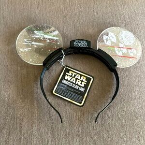 DISNEY Star Wars Light-Up LED Mickey Ears Headband Death Star Tie & Star Fighter